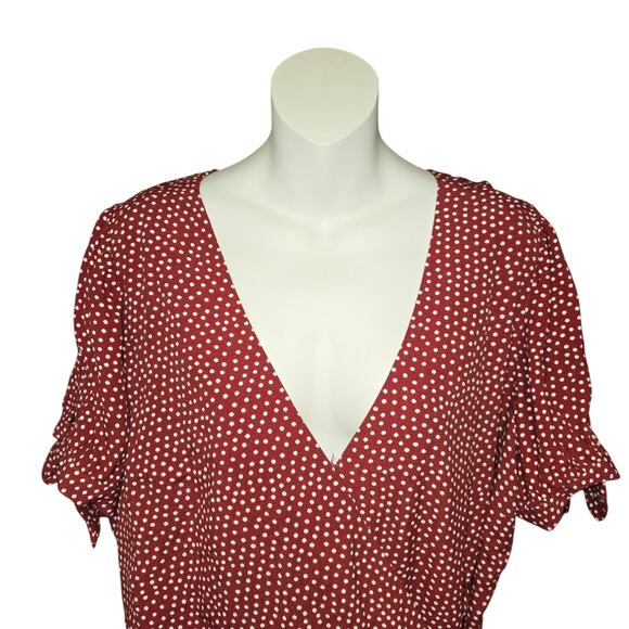 Loft Womens Size 16 Romper Flowy Wrap Tie Polka Dot Shorts Beach Vacation - Picture 3 of 16